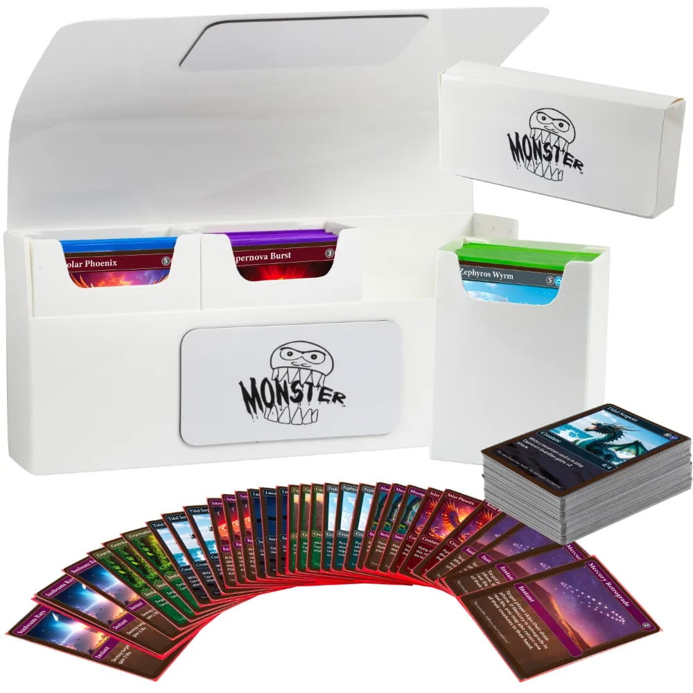 Monster Protectors Trading Card Triple Deck Storage Box, White