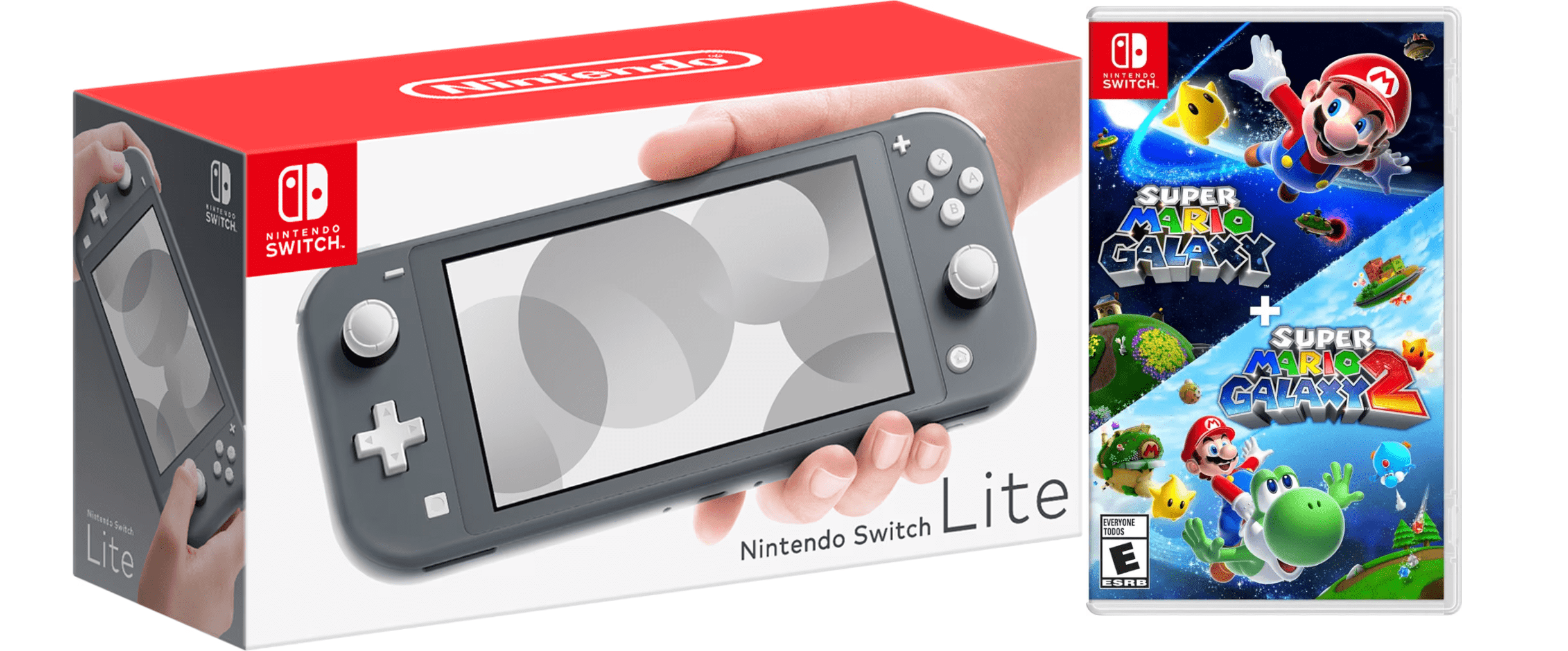 Nintendo Switch Lite Gray Gaming Console with Super Mario Galaxy 2
