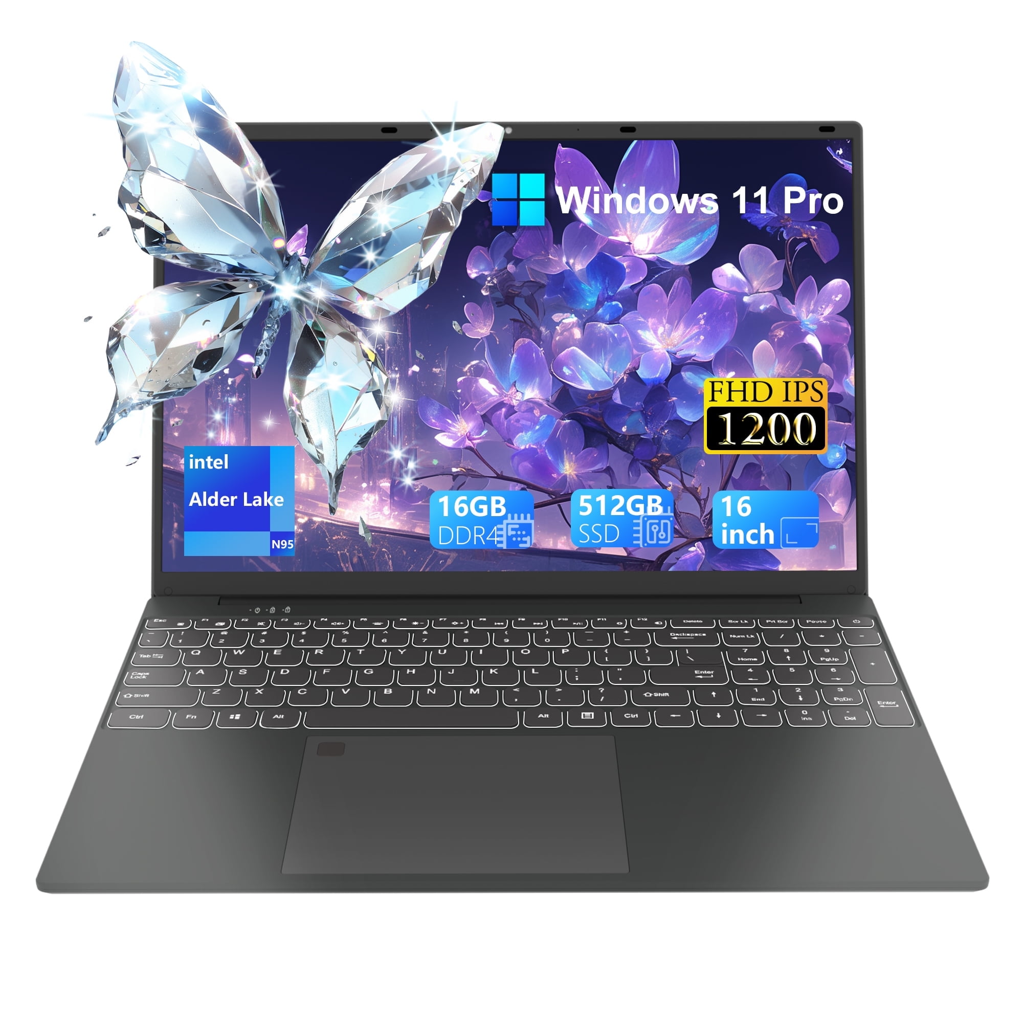 SANPTENT 16 inch Windows 11 Pro Laptop 16GB RAM 512GB SSD with 4