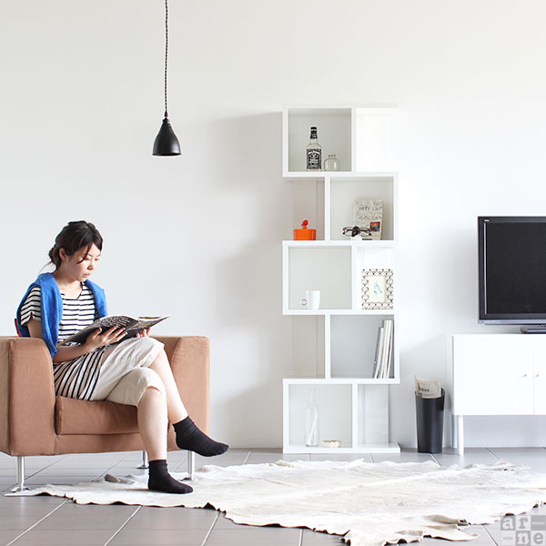 オープンシェルフ ホワイト 5段 鏡面仕上げ 家具 飾り棚 ディスプレイ