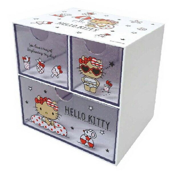 サンリオ ハローキティ キャラチェスト ホワイト 収納 小物入れ 日焼け