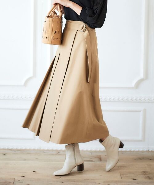 セール】 ベルトツキラッププリーツスカート （ロング・マキシ丈
