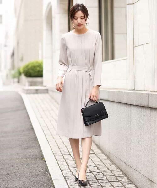 セール】 サテンジョーゼット プリーツワンピース （ロング・マキシ丈