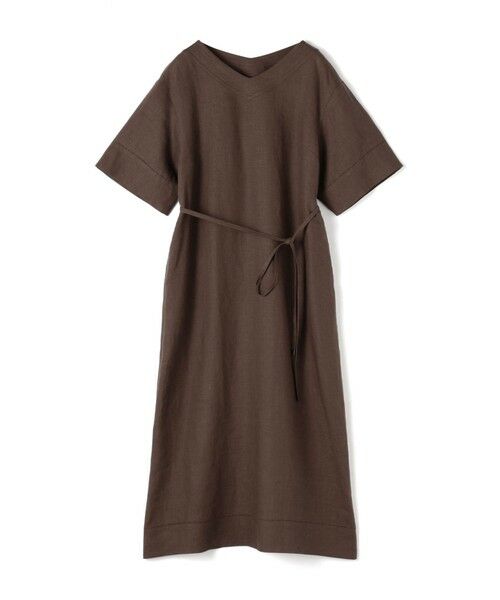 セール】 スムースリネン Vネックワンピース （ロング・マキシ丈