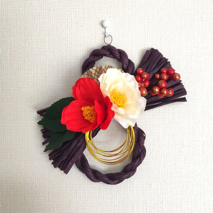 特集掲載】紅白椿の花しめ縄（赤） お正月飾りお正月リース - Le