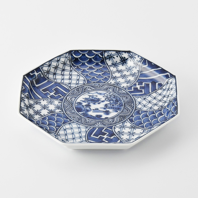 平戸松山】祥瑞山水 八角銘々皿 | 三川内焼オンライン・ショップ