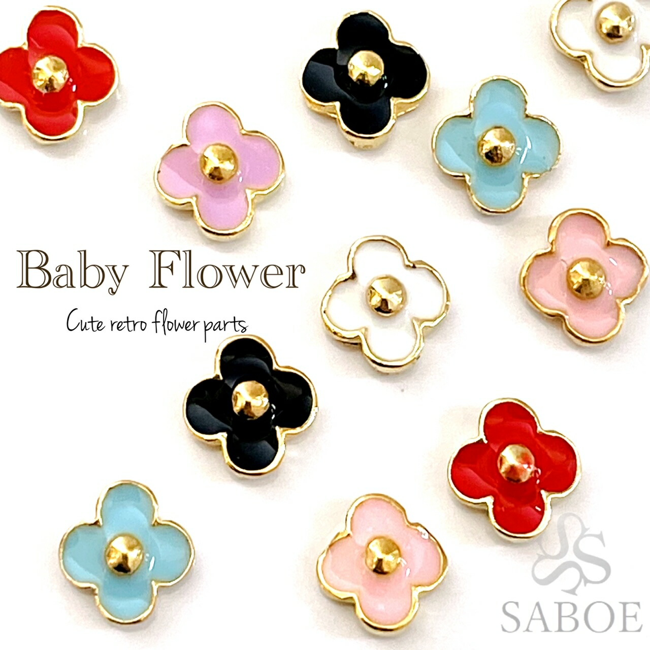 楽天市場】ネイルパーツ ベビーフラワー(4個セット) メタルパーツ