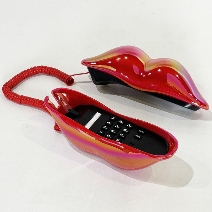 楽天市場】電源不要 固定電話機【 リップ型 】 レッド 電話機 受話器