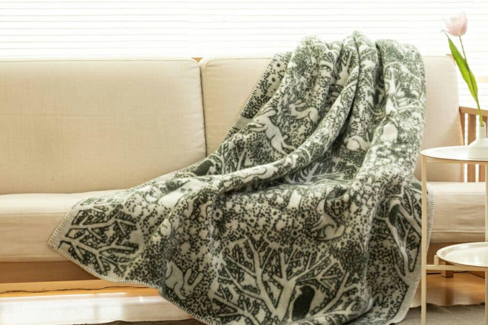 数量限定】ウールブランケット シングル 130×180cm 「rabbits play