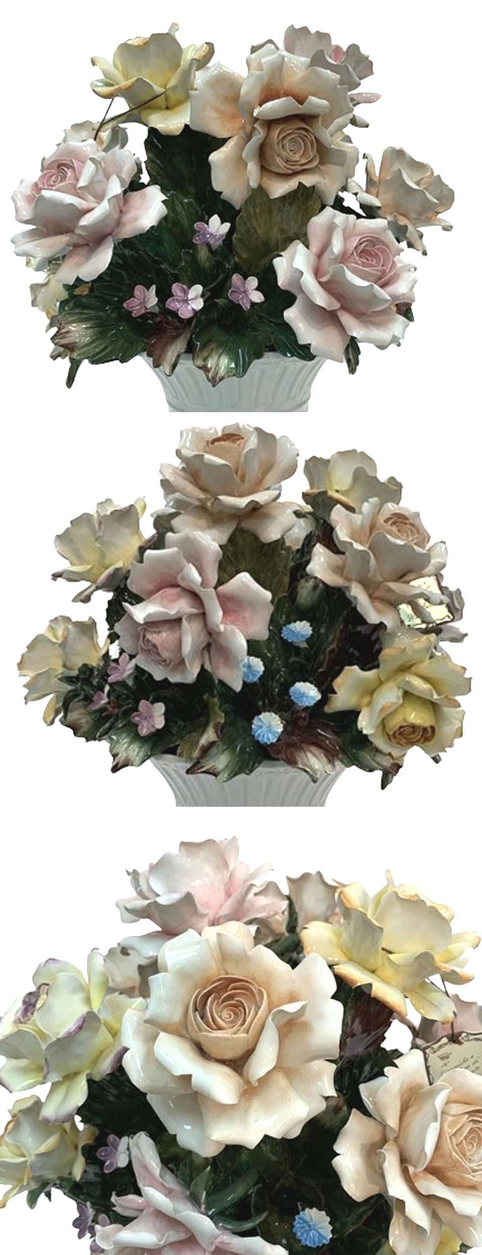 楽天市場】陶花 置物 陶器 花 イタリア オーナメント クラシック