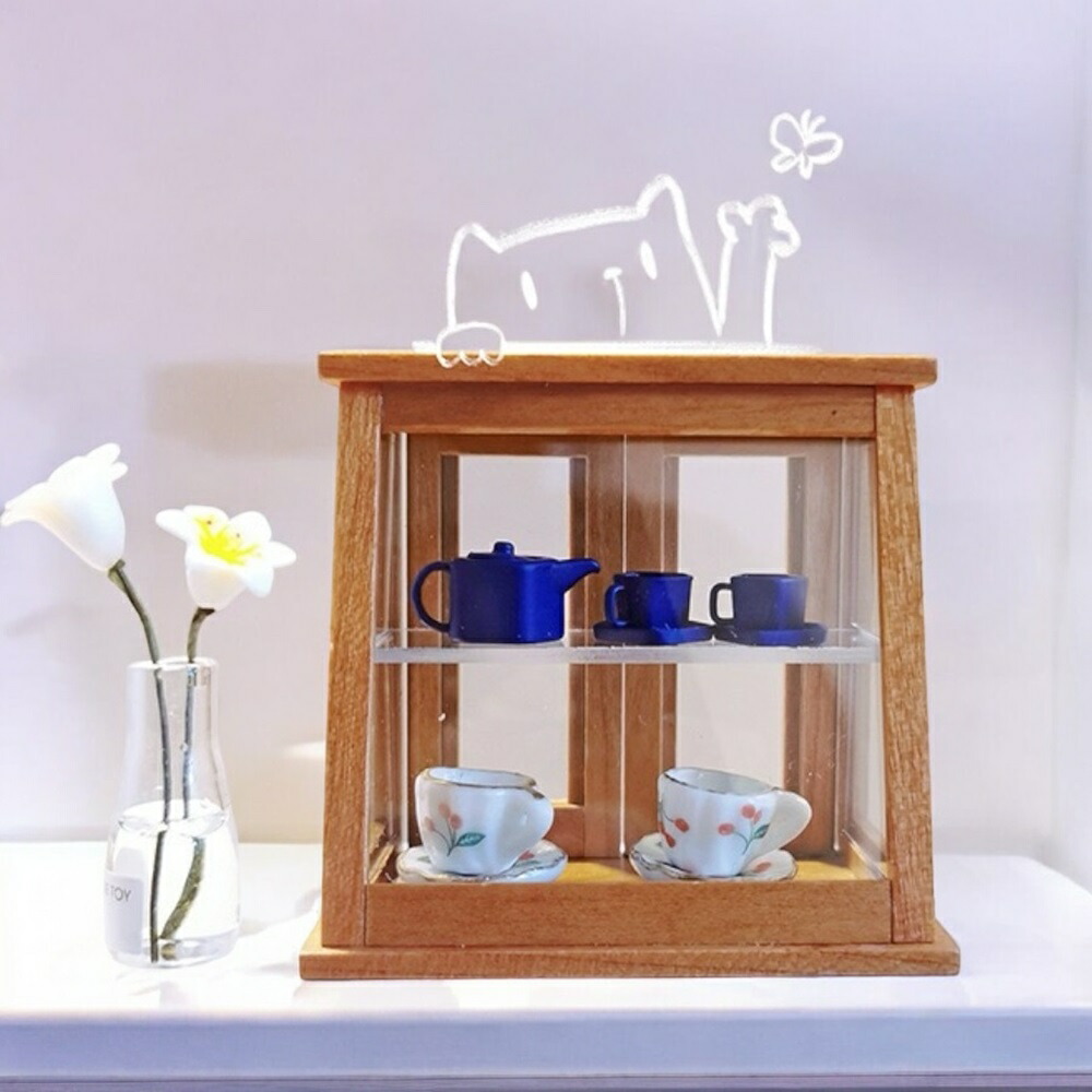 楽天市場】90000280（1点）ミニチュア木製ショーケース 卓上 ガラス