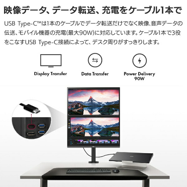 楽天ビック｜LG｜エルジー USB-C接続 PCモニター DualUp Monitor