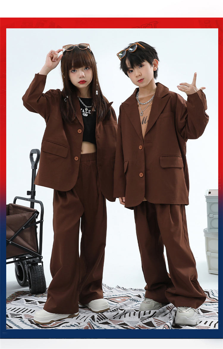 楽天市場】キッズ ダンス衣装 ブラウン スーツ セットアップ スーツ