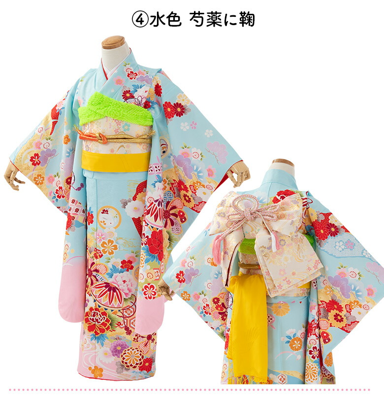七五三 女の子 7才 7歳 着物 フルセット 絵羽柄 豪華な結び帯のセット