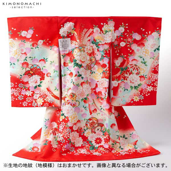 女の子のお宮参り産着 祝い着「赤 束ね熨斗に鼓」一つ身 一ツ身 初着