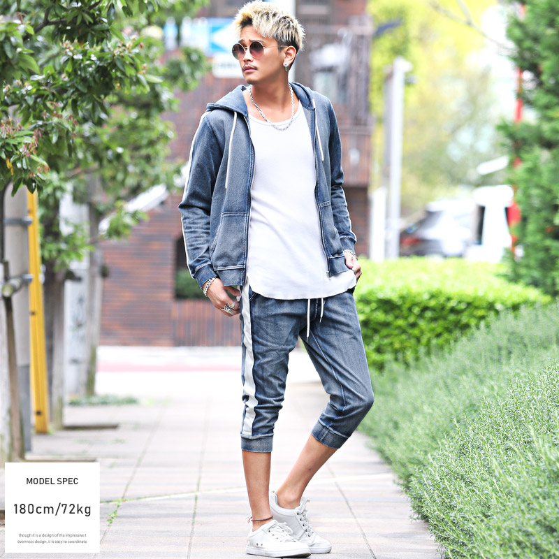 楽天市場】ジョガーパンツ メンズ クロップドパンツ カットデニム