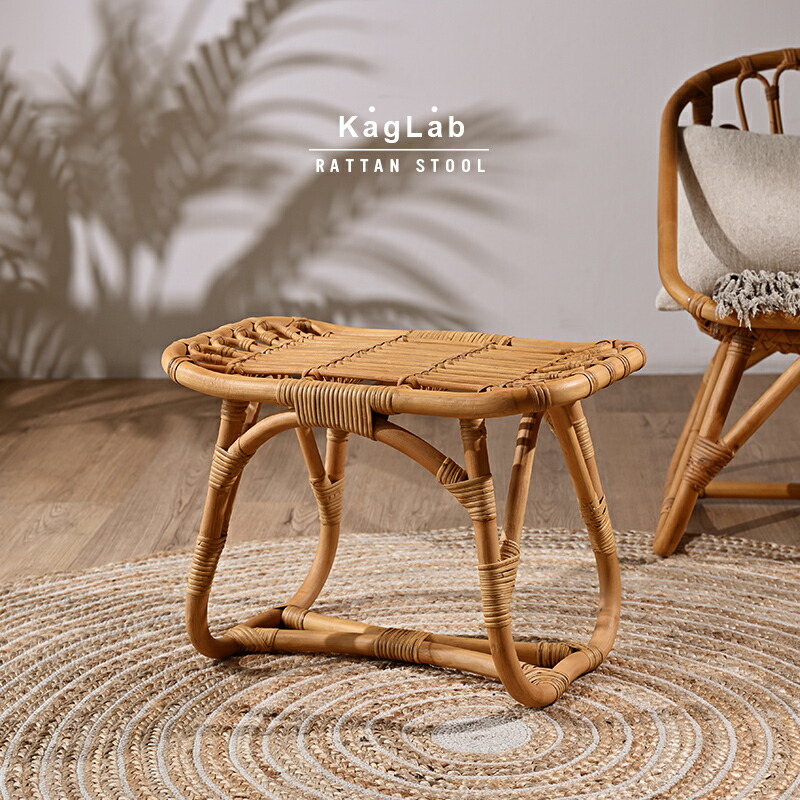 楽天市場】皮付きラタンスツール ラタンチェア オットマン アジアン 籐