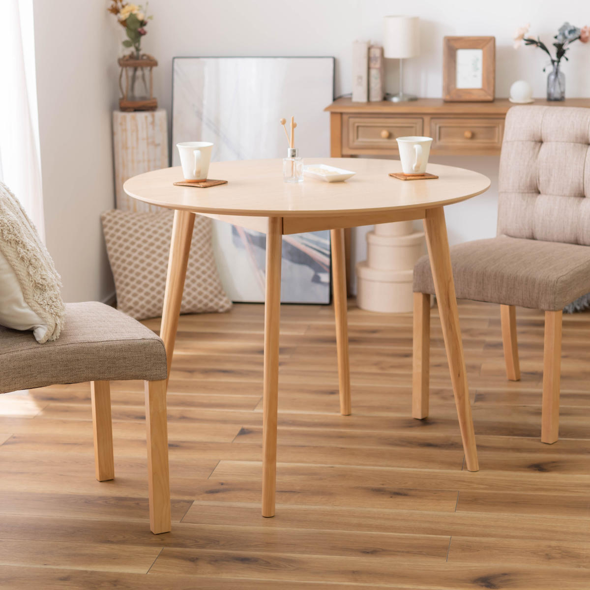 楽天市場】ダイニングテーブル 幅90cm 円型 木目調 （ カフェテーブル