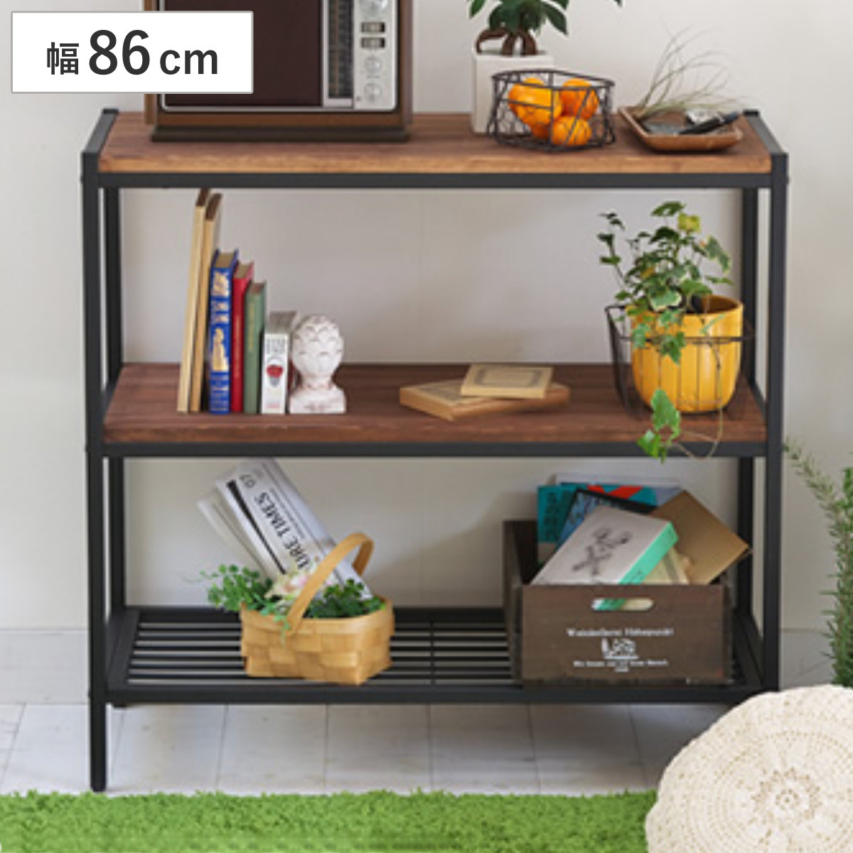 楽天市場】オープンラック 3段 奥行38cm 天然木 BRICK （ ラック