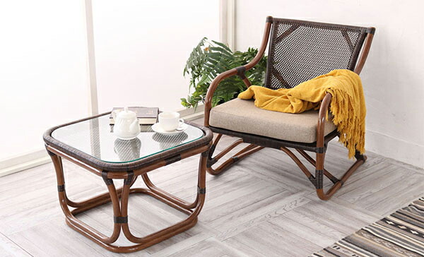 楽天市場】籐 ラタンテーブル ガラス天板 WAHOO 角型 （ センター