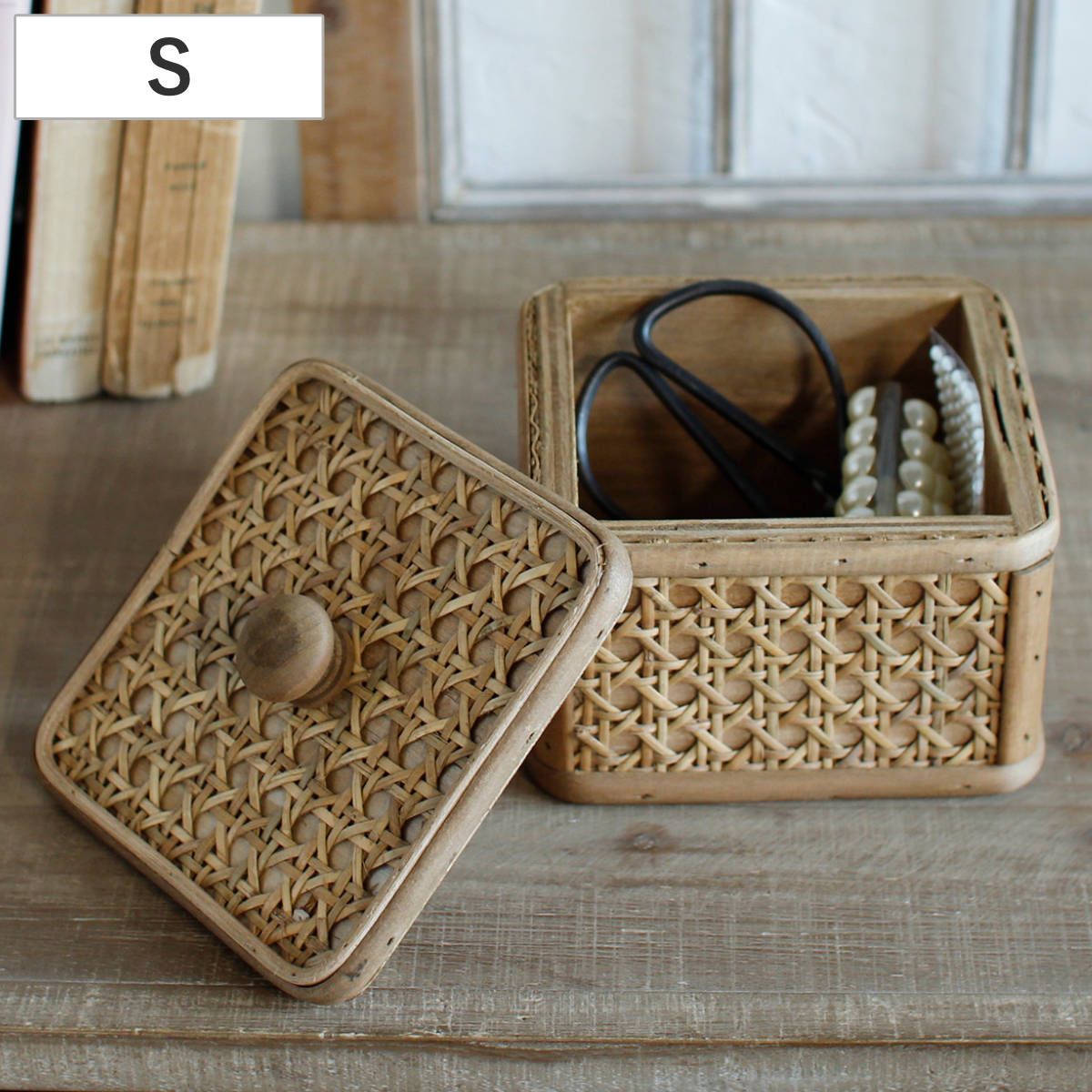 楽天市場】収納ボックス ラタンカントリー 蓋付き スクエアボックス S