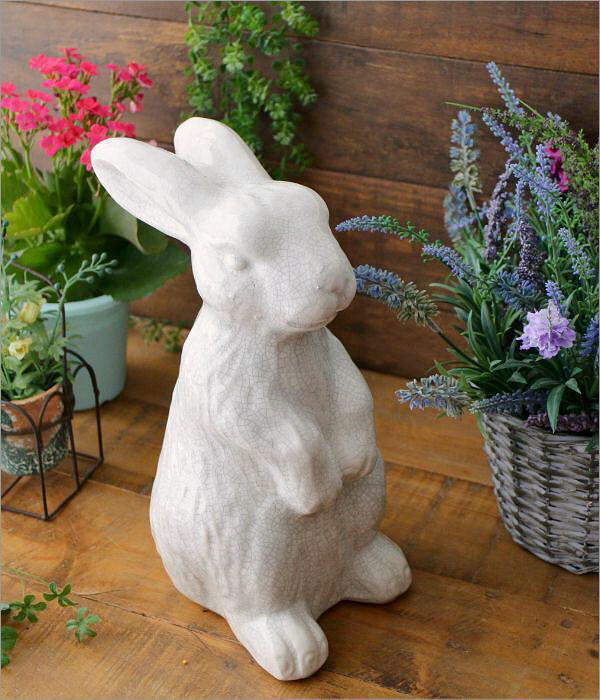 楽天市場】うさぎ ウサギ 置物 オブジェ 陶器 おしゃれ かわいい