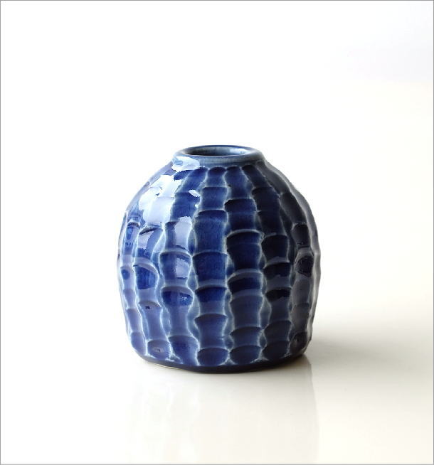 楽天市場】花瓶 陶器 おしゃれ 瀬戸焼 青 丸 和風 モダン 和モダン