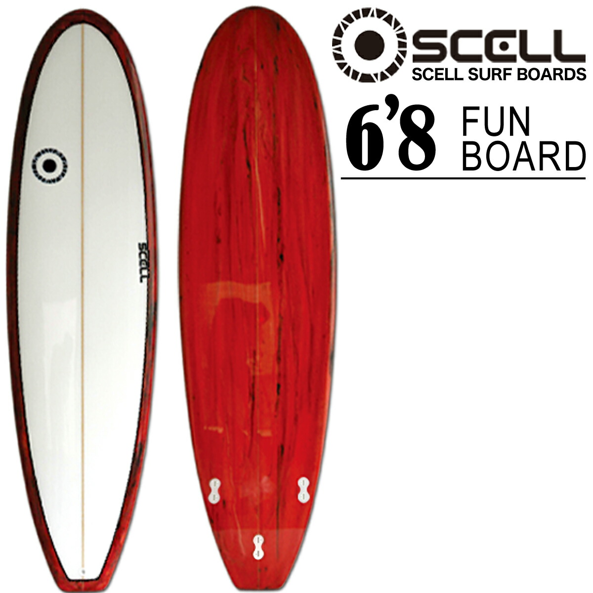楽天市場】サーフボード ファンボード6'8 赤 レッド RD 初心者 中級者
