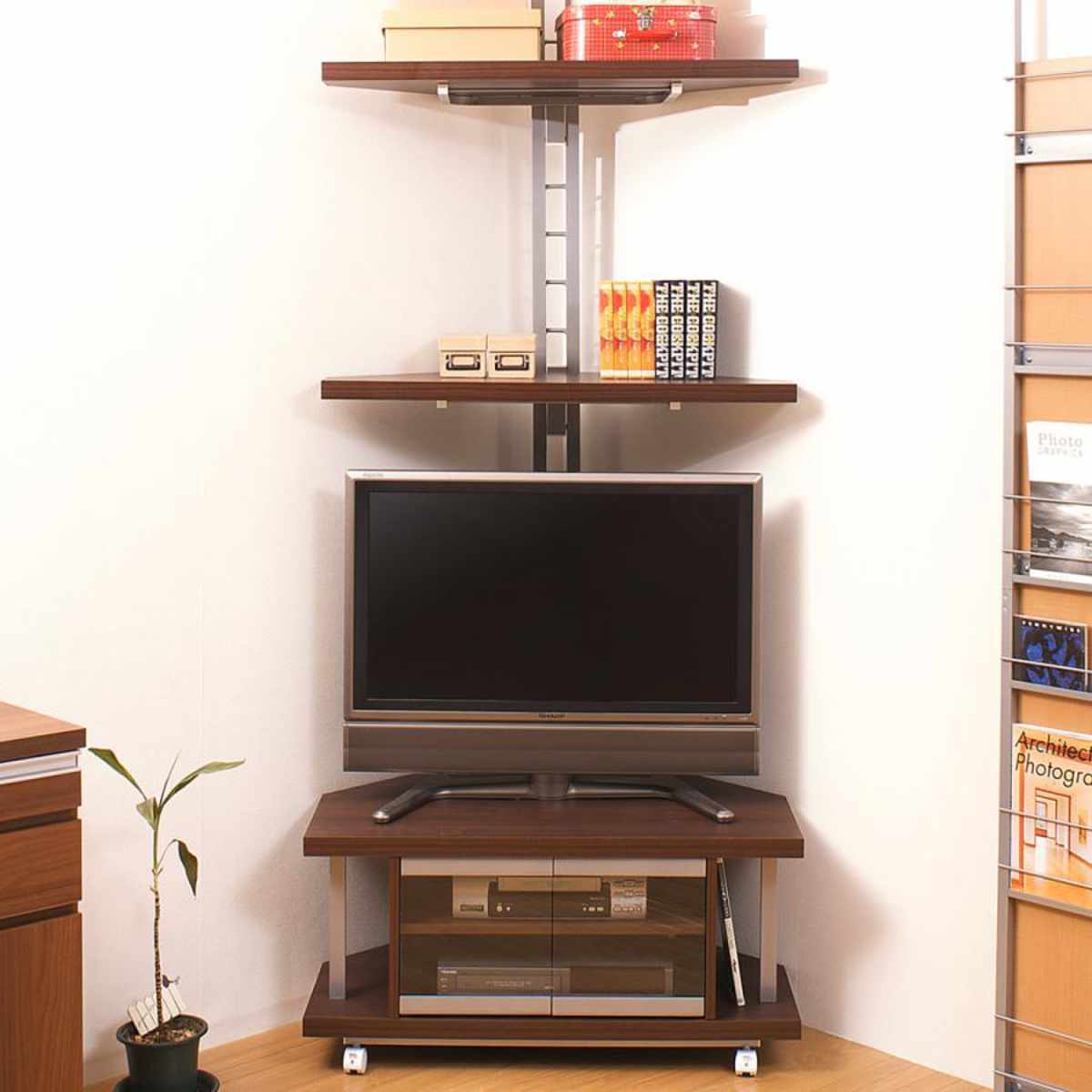 楽天市場】セット品 テレビ台 幅90cm 突っ張り コーナーラック 3段