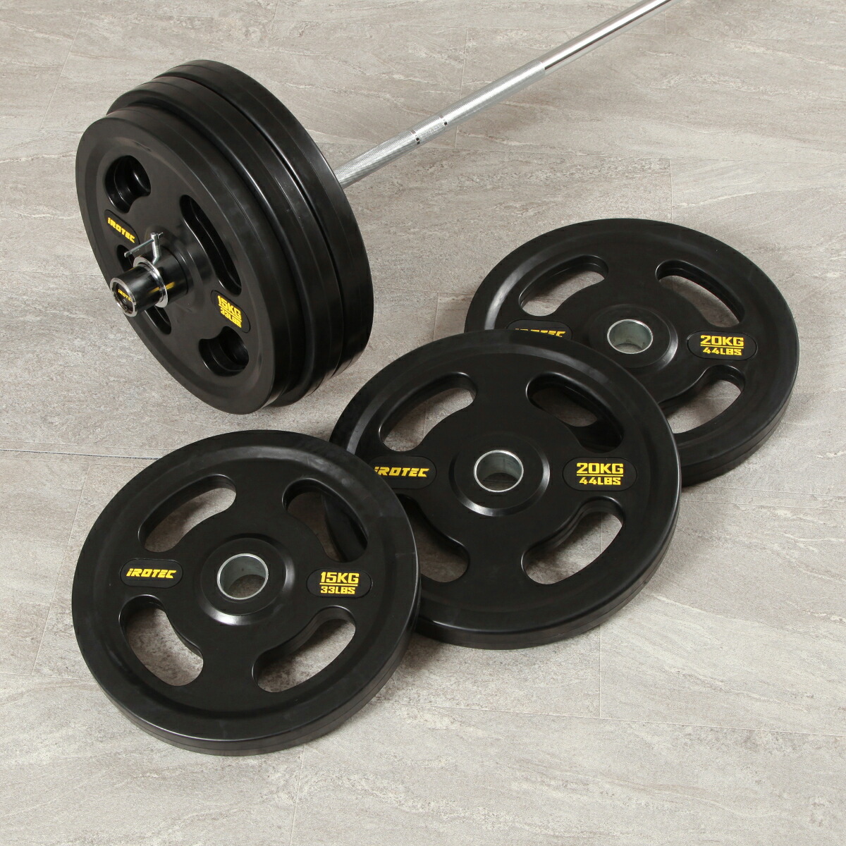 オリンピックラバーバーベル125kgセット IROTEC (アイロテック)