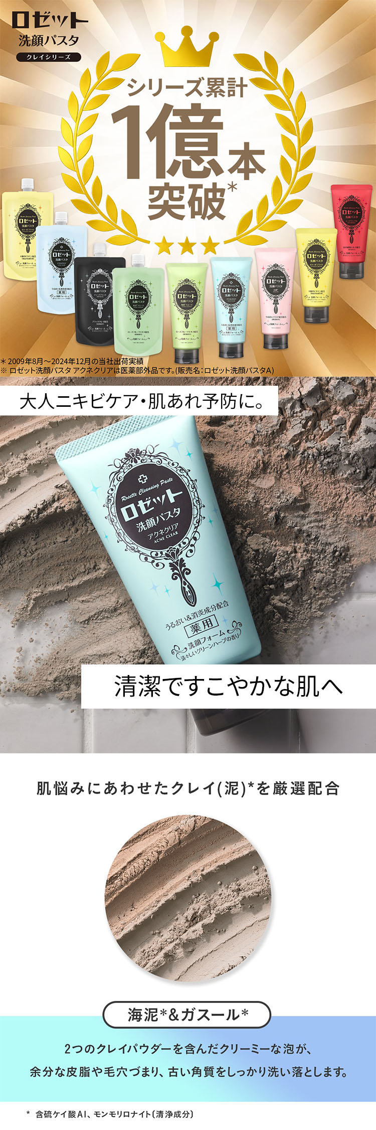 楽天市場】洗顔フォーム 敏感肌 ロゼット洗顔パスタ アクネクリア 240g