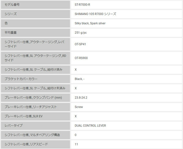 シマノ 105 ST-R7000 左右セット 11段 デュアルコントロールレバー