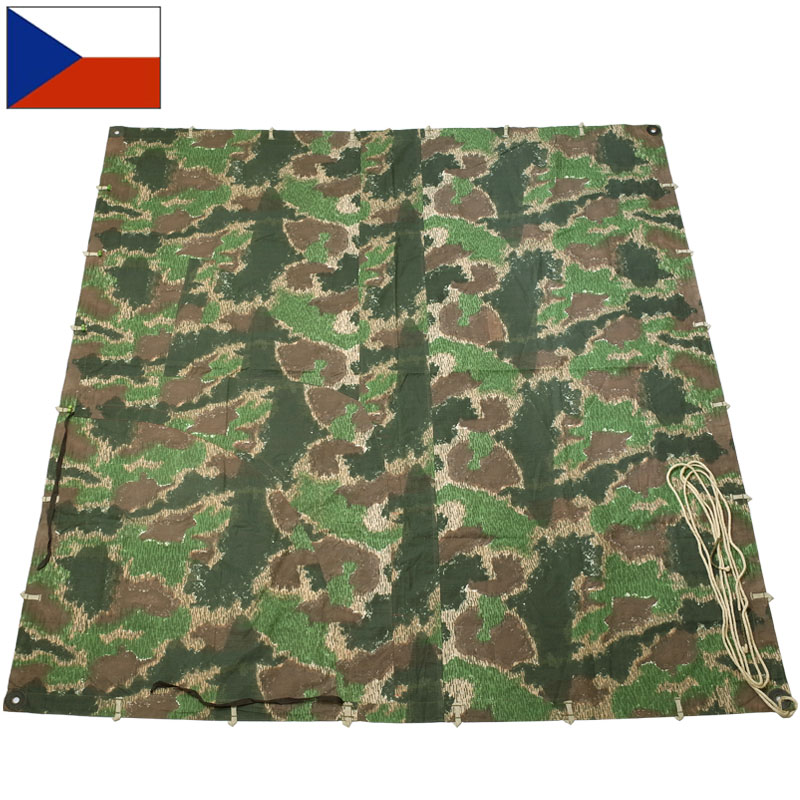 本日限定スウェーデン軍 軍幕 パズルカモ迷彩 コットン 三角テント 4枚