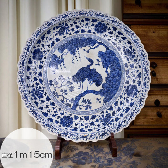 景徳鎮 青花鳳凰文大皿 【商品番号m-so002】
