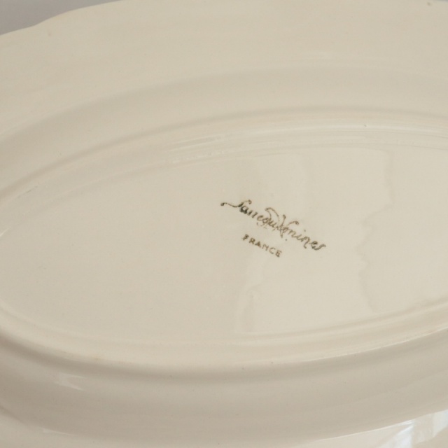 アンティーク ラヴィエ 花リム オーバル皿 フランス サルグミンヌ製