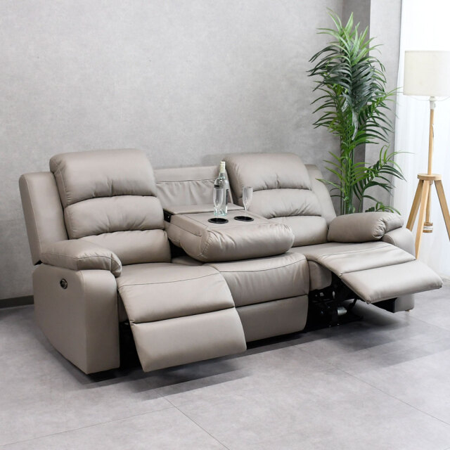 電動リクライニングソファ テーブル付き 3人掛け OKIN 電動