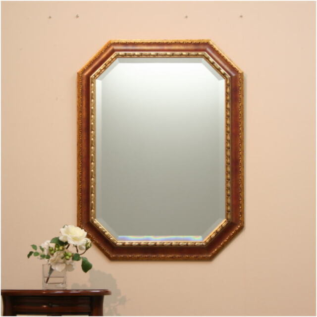 鏡 ミラー fa2097 イタリア製 八角形 ウォールミラー 壁掛け鏡