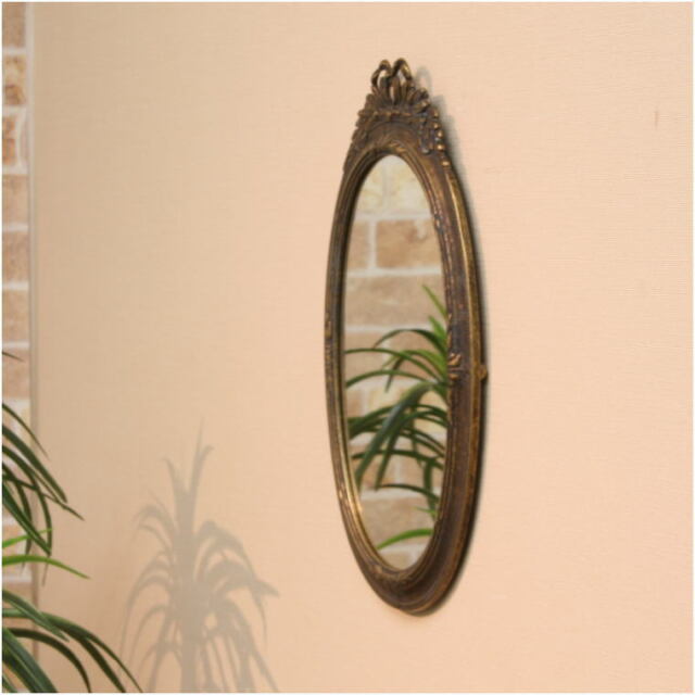 イタリア製ウォールナットブラス真鍮金具ビンテージウォールミラー姿見