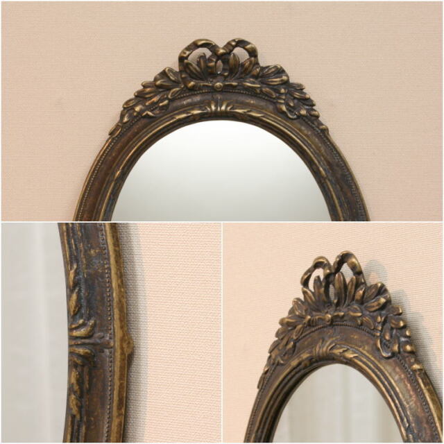 イタリア製ウォールナットブラス真鍮金具ビンテージウォールミラー姿見