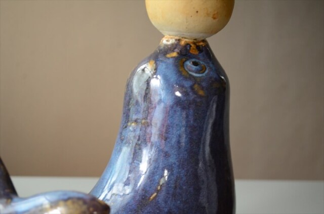 デンマークから 大きめ 陶器のオットセイ オブジェ 置物 アートピース