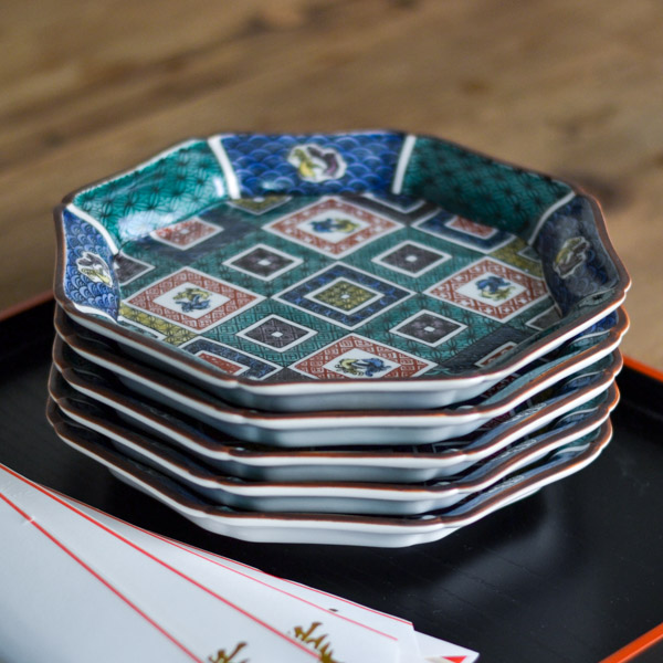 送料無料】 八角皿 石畳の図 5.5号 5枚セット / セット おつまみ 料理