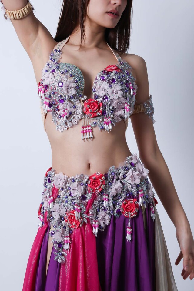 エジプト製【Amr】ベリーダンスコスチュームCF-COS-A324-1(パープル