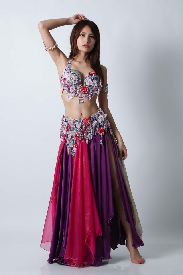 エジプト製【Amr】ベリーダンスコスチュームCF-COS-A324-1(パープル