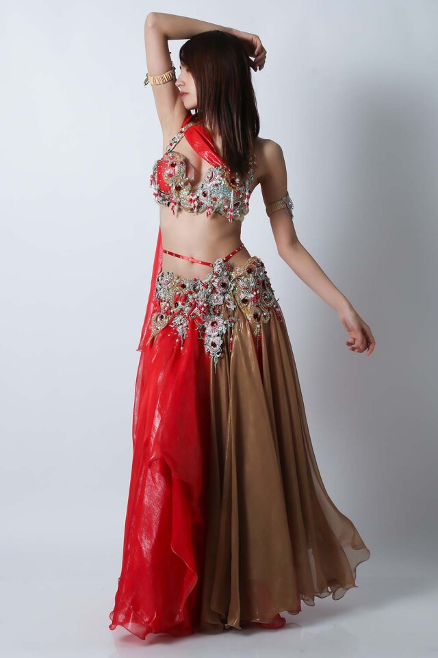 エジプト製【Amr】ベリーダンスコスチュームCF-COS-A330-1(赤