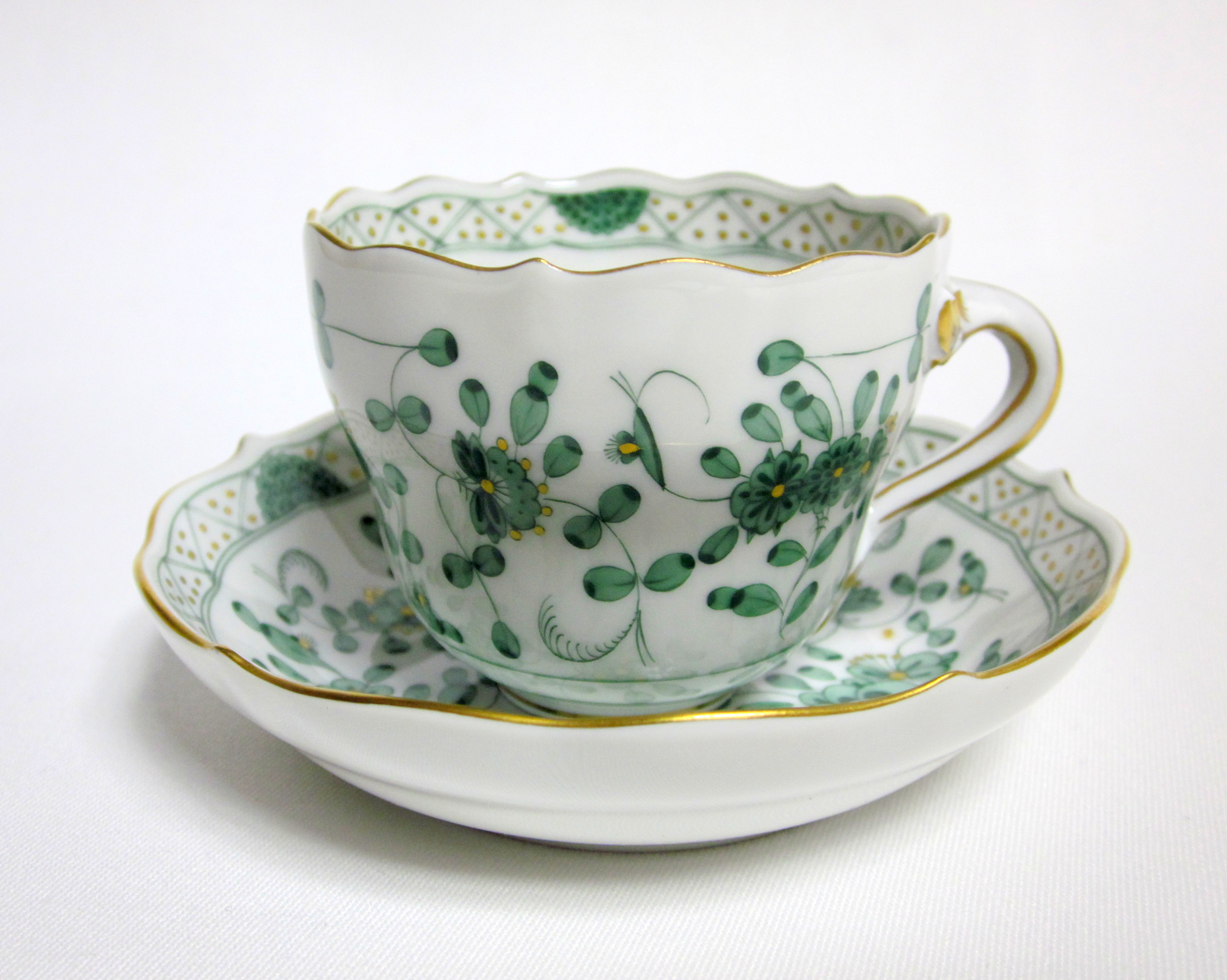 マイセン（Meissen）インドの華 リッチグリーン モカカップ＆ソーサー