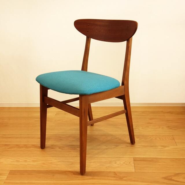 北欧ビンテージ椅子 ターコイズブルー｜アンバーデザイン
