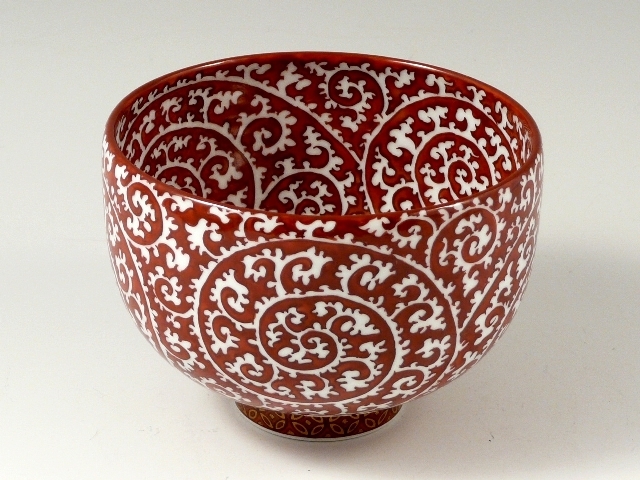 村上玄輝 作品】朱濃唐草文 抹茶碗