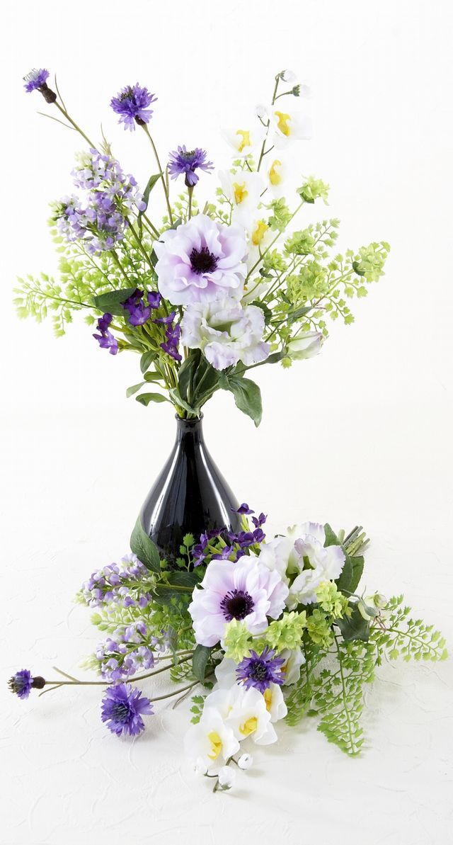 お墓・仏壇用 造花の仏花・供花】トルコキキョウとアネモネの仏花