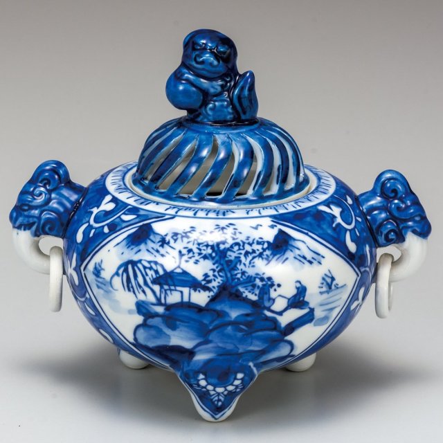 高級ギフト ご贈答品 九谷焼4.5号香炉 染付山水 【九谷焼販売のうつわ