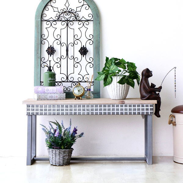 ローテーブル おしゃれ 木製 天然木 横長 タイル風 北欧 レトロ